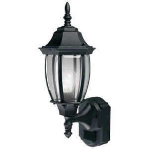 Hampton Bay Alexandria 180° Black Motion-Sensing Outdoor Wall Lantern Sconce